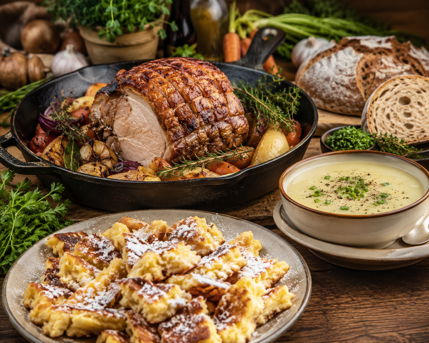 Schweinsbraten mit Knödel und Kraut