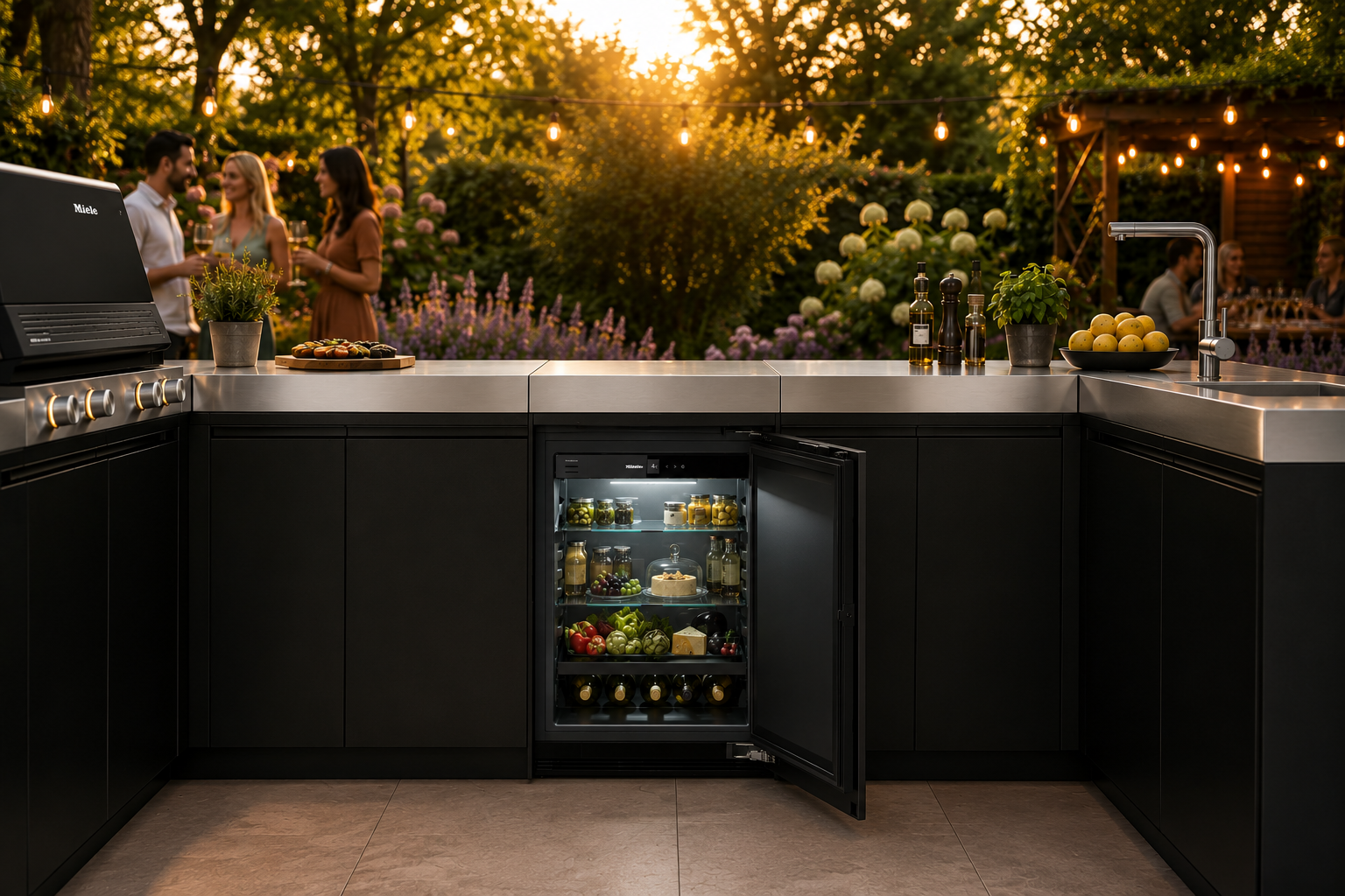 Miele Dreams Outdoor-Küche mit Outdoor-Kühlschrank