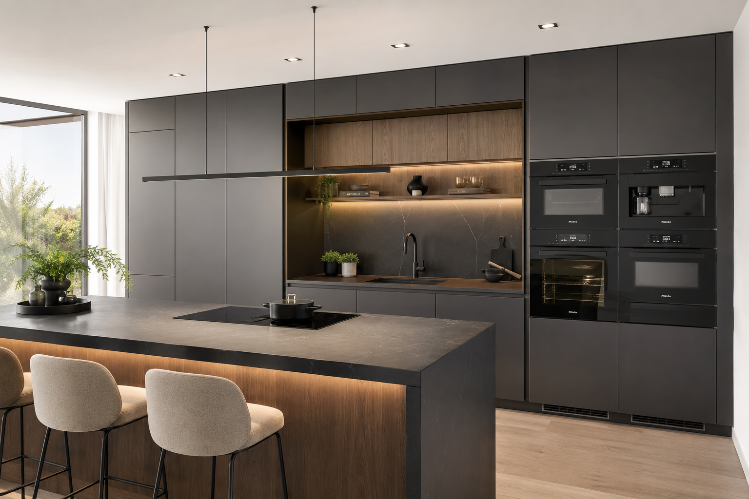 Moderne Küche mit Miele Einbaugeräten
