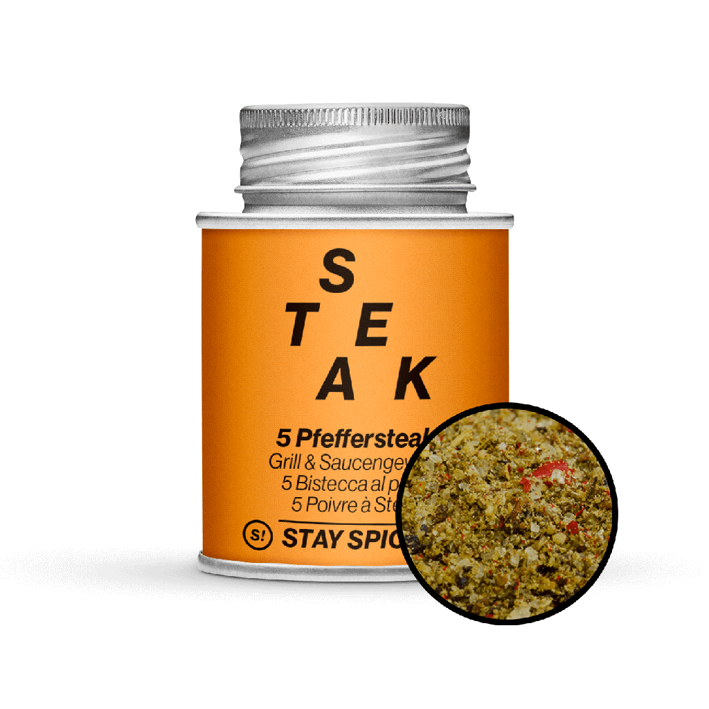 STAY SPICED! 5 Pfeffersteak - Grill & Saucengewürz, 170 ml Schraubdose