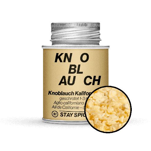 [E0000376812] STAY SPICED! Knoblauchflakes, geschrotet 1-3mm, 170 ml Schraubdose
