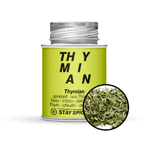 [E0000376815] STAY SPICED! Thymian gerebelt - original Thüringer, 170 ml Schraubdose